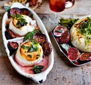 Whole roasted ricotta with honeyed figs