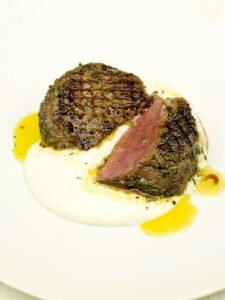 Griddled steak with horseradish sauce