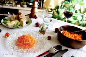 Black radish and carrot salad with coriander seeds and orange blossom